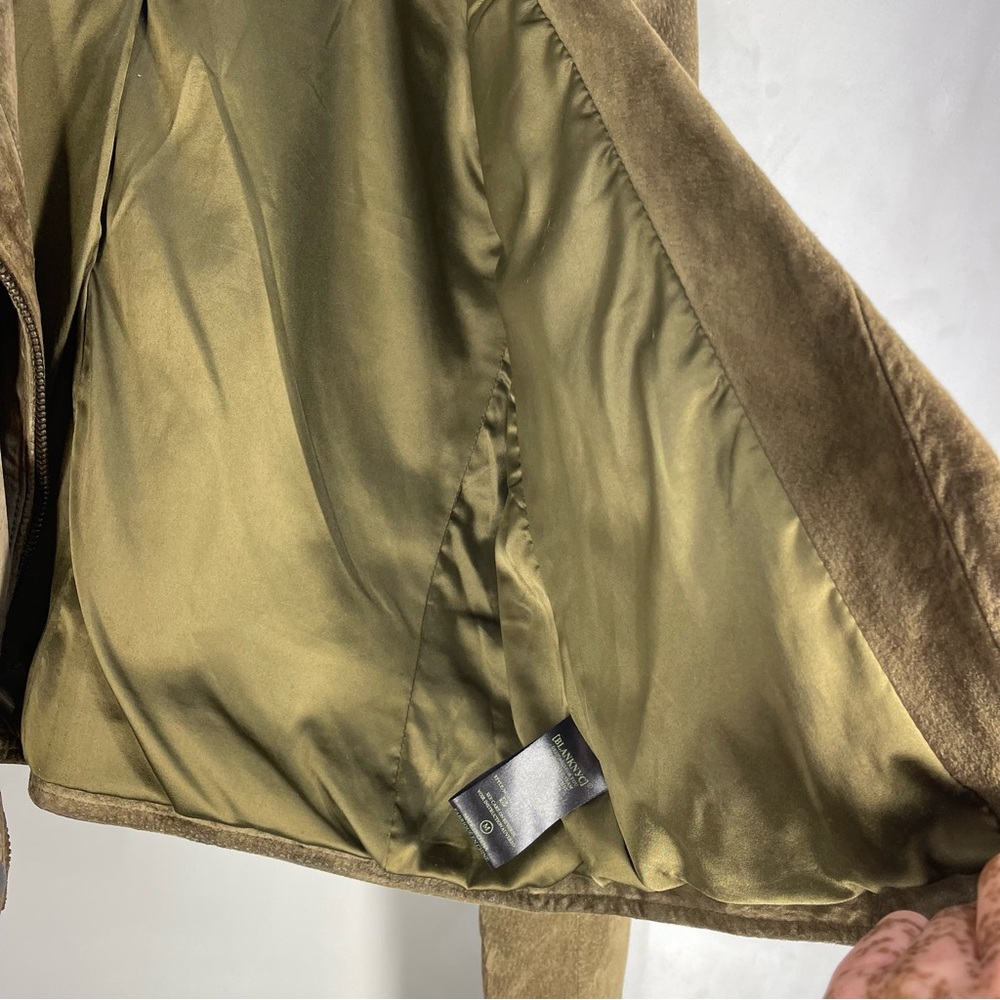 SL8 Blank Nyc Women's Green olive Suede Leather Moto Jacket Asymmetric Crop SZ M - Picture 10 of 13